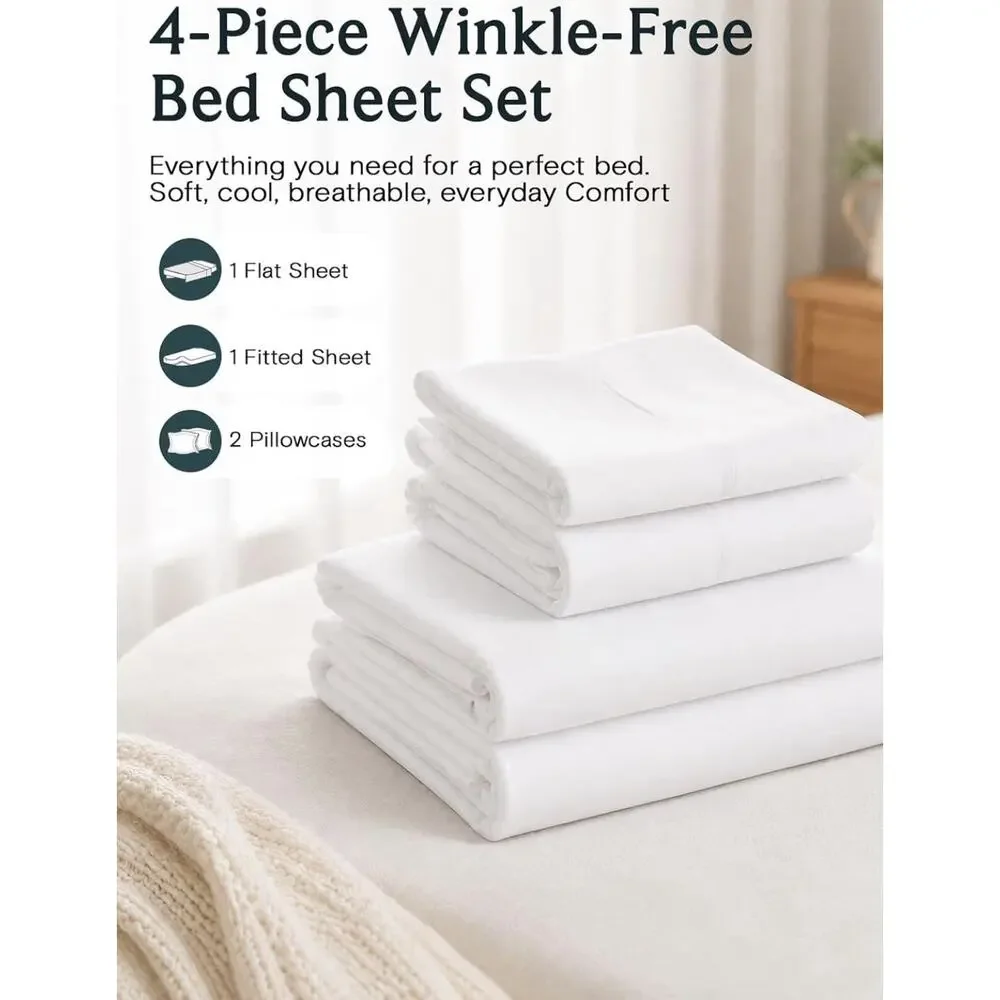 King Size Sheets Set, Cooling & Soft Deep Pocket Bed Sheets, 4PC